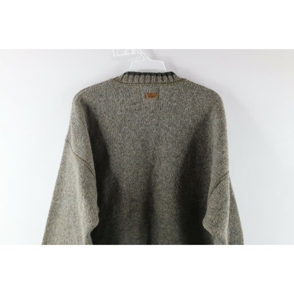 Vintage 90s Woolrich Mens Large Wool Knit Crewneck Dad Sweater Heather Green USA - Picture 7 of 8